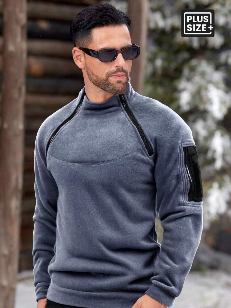 AOMDOTB Plus Size Men's Tactical Pullover, Winter Outdoor Skiing, Hunting, Hiking Fleece Sweatshirt, Gift For Adventurers And Outdoor Sports Enthusiasts