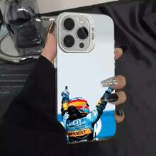 1PC F1 Racing 14 Fernando A-Alonso Phone Case Phone Case IMD Color Silver Shell Covercompatible With  16 15 14 13 12 11 Pro Max Plus,Covercompatible With  17 Case,  17 Pro Case,  17 Pro Max Case - Z8 - View 2