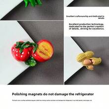 1pc/3pcs/4pcs/5pcs/5pcs-1/6pcs/6pcs-1/7pcs/8pcs/9pcs/10pcs/10pcs-Style 1/10pcs-2/11pcs 新款卡通水果蔬菜风格磁性树脂冰箱贴，自然风格磁性冰箱贴，可爱的装饰品，办公桌装饰，白板个性化装饰，储物柜，洗碗机，厨房和办公室装饰，家居装饰，情人节礼物，送给朋友和家人的礼物 - 彩色 - 查看 8