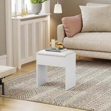 Luxstein Dressing Table Stool, Wooden Makeup Stool, Upholstered Bench, Vanity Stool For Dressing Table, Bedroom, Hallway & Living Room, 40 X 23.5 X 43 Cm, White - Trắng không có ngăn kéo - Xem 7