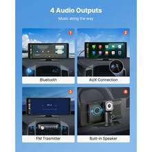 Wireless Car Stereo, 10-Inch HD Portable Radio Touch Screen With Apple CarPlay And Android Auto, CarPlay Screen With Front & Backup Cameras, Voice Control, Mirror Link, Bluetooth, GPS Navigation - 10-inch With Camera - View 5