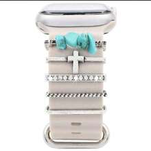 5/4 piezas de anillos decorativos de metal compatibles con las correas de Apple Watch, accesorios de moda con decoración de diamantes brillantes, correa de silicona para reloj inteligente (el reloj y la correa no están incluidos), compatible con Apple Watch Series Ultra/SE/10/9/8/7/6/5/4/3/2/1 de 38mm, 40mm, 41mm, 42mm, 44mm, 45mm, 46mm, 49mm - Dorado - Ver 7