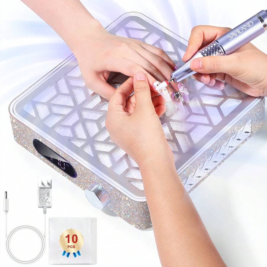 SAVILAND Advanced Powerful Suction Nail Dust Collector: 4000 RPM Dust Collector Nail Tech 10 Adjustable Speeds Heat Resistant Nail Duster Low Noise Dist Collector For Nails Acrylic Nails Polish Salon - 彩色 - 查看 1