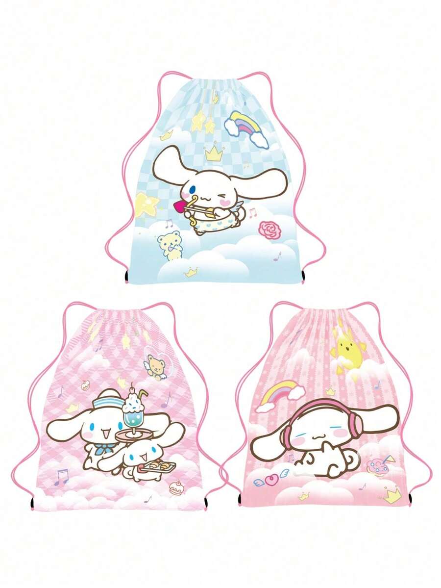 1/2/3 Stück süße Cartoon Kordelzug Rucksack Tasche, tragbare Aufbewahrung Kordelzug Tasche, multifunktionale Aufbewahrungstasche für Kosmetik und Bücher, geeignet für Weihnachten, Neujahr und Geburtstaggeschenke, Reise- und Schul-Essentials, Geschenke für Frauen, Weihnachtsgeschenke, Geschenkideen für Frauen