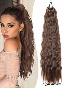 Extensión de cola de caballo sintética rizada de 24 pulgadas con cuerda elástica para el cabello, accesorios de cabello para uso diario y fiestas, extensiones de cabello sintético largo y rizado de alta temperatura para mujeres - Multicolor - Ver 15