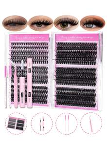 SEXYSHEEP 520pcs D-Curl Eyelash Extension Kit, DIY 30D, 40D, 50D, 60D, 80D, 100D Lash Extension Set, Soft & Fine 8-16mm Mixed Single Lashes, Includes Lash Glue, Sealant, Tweezers & Brush For Easy At-Home Application - Black - View 9