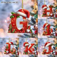 1pc 2D Flat Acrylic Christmas-Themed Decorative Hanging Ornaments, Christmas 26 English Letter Decorative Hanging Ornaments, Christmas Keychains, Schoolbags And Christmas Tree Decorative Hanging Ornaments, Christmas Car Hanging Ornaments - No Electricity Required - Are Perfect Gifts For Christmas, Thanksgiving, New Year, Birthday And St. Patrick's Day Home Decor Christmas Decorations Room Decor