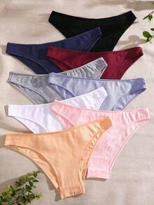 8pcs/Pack Basic Pure Cotton Women's Panties, Soft Solid Color, Suitable For All Seasons And Sports - Multicolor - View 6