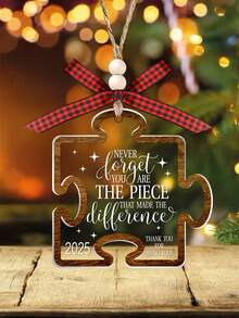 Puzzle Piece Ornament, Never Forget You Are The Piece That Made The Difference, Christmas Acrylic Ornament For Best Friend, Christmas Tree Hanging Ornament, Home Holiday Decorations, Christmas Gifts For Friends Family With Bow Lanyard Home Decor Christmas Decorations Room Decor