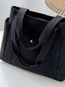 1 buah, Tas Tote Kanvas Kapasitas Besar, Tas Bahu dengan Banyak Kantong, Tas Belanja yang Dapat Digunakan Kembali, Mudah Dibawa dengan Pegangan yang Nyaman, Untuk Penggunaan Sehari-hari dan Hadiah, Tas Tangan Portabel untuk Sekolah, Kerja, Perjalanan, Belanja - MultiWarna - View 8