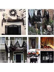 1PC Black 76* 183cm Halloween Party Decoration Haunted House Gauze DIY Decorative Cloth Suitable For Halloween Atmosphere Manufacturing Decoration - Black - View 5