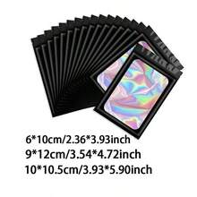 50/20/10入組彩虹拉鍊袋，激光彩色自封袋，珠寶包裝袋，彩虹膜袋，鋁箔袋，全息包裝袋