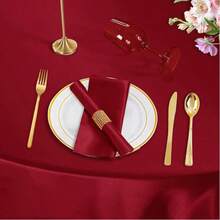 1 khăn trải bàn tròn bằng vải satin trơn màu, thích hợp cho tiệc cưới, tiệc chiêu đãi - Đỏ - Xem 12