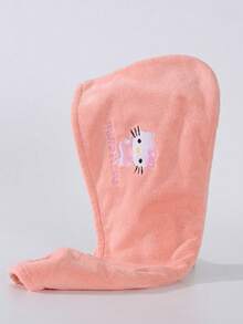 1pc Cute Cartoon Character Coral Fleece Children Hair Drying Cap, Soft & Super Absorbent, Suitable For Long & Short Hair