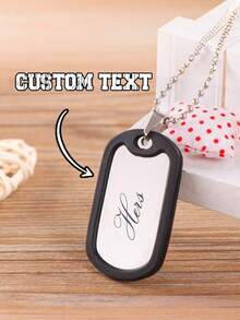 Collar de acero de titanio personalizado con texto personalizado, collar con colgante de etiqueta militar de acero inoxidable, colgante con logotipo personalizado DIY, colgante de calendario con texto grabado por láser en acero inoxidable, collar de placa de identificación personalizado, regalo para novio/padre - Multicolor - Ver 2