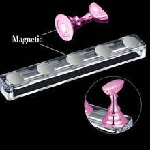 2PCS Magnetic Nail Stand Set|Press On Nail Display Holder With 96PCS Reusable Adhesive Putty (Metal Pink) - 粉色 - 查看 4