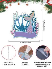 1pc Christmas Acrylic Ornament ,Mermaid Tail Shell Starfish Shape Acrylic Hanging Decor, Mermaid Theme Ocean Style Party Decoration, Christmas Tree Decoration Hanging Ornament, Christmas Home Mermaid Decor, Unique Legendary Mermaid Fantasy Art Holiday Decor Home Decor Christmas Decorations Room Decor