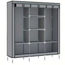 便携式衣柜，衣物收纳柜，3-4层大容量简约衣柜，卧室衣柜，家用布艺衣柜，适用于出租房/宿舍，衣物收纳，坚固耐用组装式布艺衣柜 - 彩色 - 查看 6