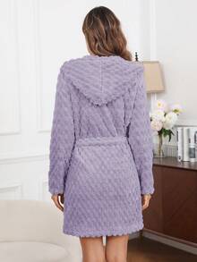 Casual Furry Hooded Waist Tie Sleepwear Robe, European & American, Winter, Fluffy, Cozy