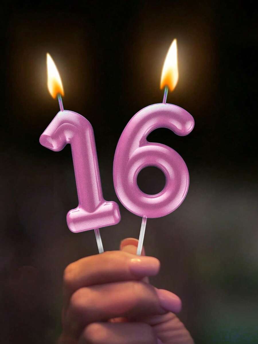 Velas de pastel de cumpleaños con números en rosa, decoraciones de cera metálica para pastel, adecuadas para cumpleaños, aniversarios, revelación de género, despedida de soltera, graduación - tema de princesa, sin plumas, velas de celebración multiusos, sin necesidad de electricidad - Rosa - Ver 1
