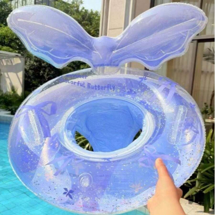 Crianças anel de natação crianças bebê lantejoulas pétalas sereia axilas anel assento pára-sol - 70cm sereia borboleta rosa - Visão 1