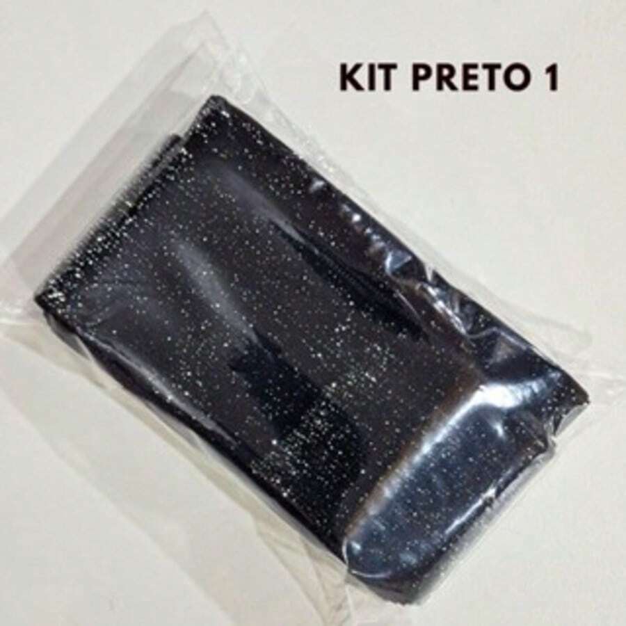 Sponged Velvet Ribbon Kit With Glitter - Black 1 Silver Glitter - View 1