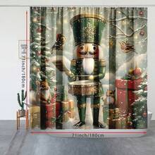 Festive Nutcracker Squirrel Christmas Shower Curtain: Includes 1PC, 12 Hooks, And Washable Polyester Shower Curtain For Winter Holiday Decor ﻿ Bathroom Decor