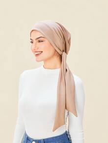 قبعة توربان مسبقة الربط بلون أحادي مع ذيل طويل وشريط ، قبعة كيميائية خفيفة الوزن مرنة للنساء ، مناسبة للأنشطة الخارجية