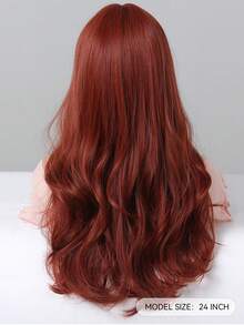 Tóc giả xoăn dài màu đỏ tía có mái 24 inch, tóc giả tổng hợp gợn sóng tự nhiên màu đỏ cho nữ, thời trang dự tiệc hàng ngày, quà tặng Halloween Giáng sinh, quà tặng cho bạn gái, quà tặng cho bạn gái - Đỏ - Xem 7