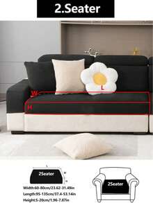 1PC Polar Fleece Jacquard Sofa Cushion Cover, Beautiful Decorative Sofa Cushion Cover, Pet-Proof Sofa Dust-Proof Elastic Sofa Cushion Cover, Jacquard Lines, Solid Black Color, Simple And Elegant, Waterproof, Non-Slip, Machine Washable, Suitable For L-Shaped Sofa 1/2/3/4 Seats, Spring, Summer, Autumn And Winter Seasons - Black - View 13