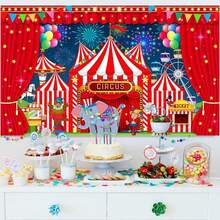 1 Stück Zirkus Hintergrundplane, Karneval Dekoration Zirkus Hintergrund geeignet für Geburtstags Party Fotografie Hintergrund Karneval Themen Party Dekoration - Verschiedenfarbig - Übersicht 2