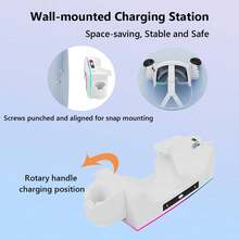Charging Dock For Meta Quest 3S/ 3,Quest 3S Charging Dock With 2 Rechargeable Batteries & Charging Indicator LED,USB-C 2-3 Hour Fast Fill Headset And Controller,Wall Mountable (White) - White - View 3