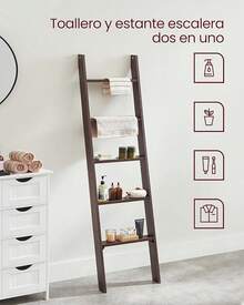 toallero de 5 capas, toallero y manta, organizador de escaleras, almacenamiento y decoración, herramientas blancas rústicas y mejoras para el hogar - Borgoña Rústico - Ver 6