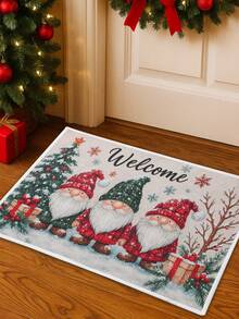 1 Stück Weihnachts-Zwerg Dekorationsfußmatte, süße Willkommens-Weihnachts-Zwerg&Baum Muster Teppich, waschbare Fußmatte für die Haustür, schmutzabweisende Bodenauflage, Weihnachtsparty Bodendekor, Weihnachts-Innen- und Außendekoration für Eingang, Wohnzimmer, Schlafzimmer, Küche, Büro, Raumdekoration, Heimdekoration, Festivalparty Zubehör, 2026 Neujahrsdekoration, Weihnachtsgeschenke, Partyfavors