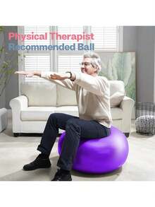5 种尺寸瑜伽球、健身球、孕妇分娩球、物理治疗、平衡、稳定、锻炼、办公室球椅、带快速泵、多色 - 紫色 - 查看 3