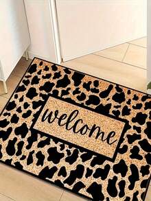 1 Stück Premium Flanell - Brauner Leder - Gemusterter Willkommensvorleger, Kleiner Teppich, 830g/㎡, hautfreundlich, pillingfrei, pflegeleicht, maschinenwaschbar, geruchlos, geeignet für Heimdekoration, Zimmer Dekoration, Kleiner Teppich, Wohnzimmer Teppich, Teppich, Schlafzimmer Teppich, Badezimmer Teppich, Küchen Teppich, Bereich Teppich, Eingangsbereich/Veranda, ideal für Innen-/Außenbereich Fußmatte, Hotel Dekoration