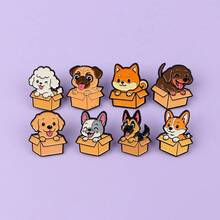 8 件套可爱小狗珐琅别针胸针松针翻领别针徽章背包服装配饰珠宝礼品 - ZH237 - 查看 7