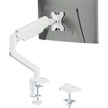 Single Monitor Mount, Gas Spring Monitor Arm 17 - 34 Inch Screens, Adjustable Computer Monitors Stand Up To 26.4lbs, With Clamp And Grommet Base, Mounting Holes 75 And 100mm GSMP001N Black - 34吋+白色 - 查看 1