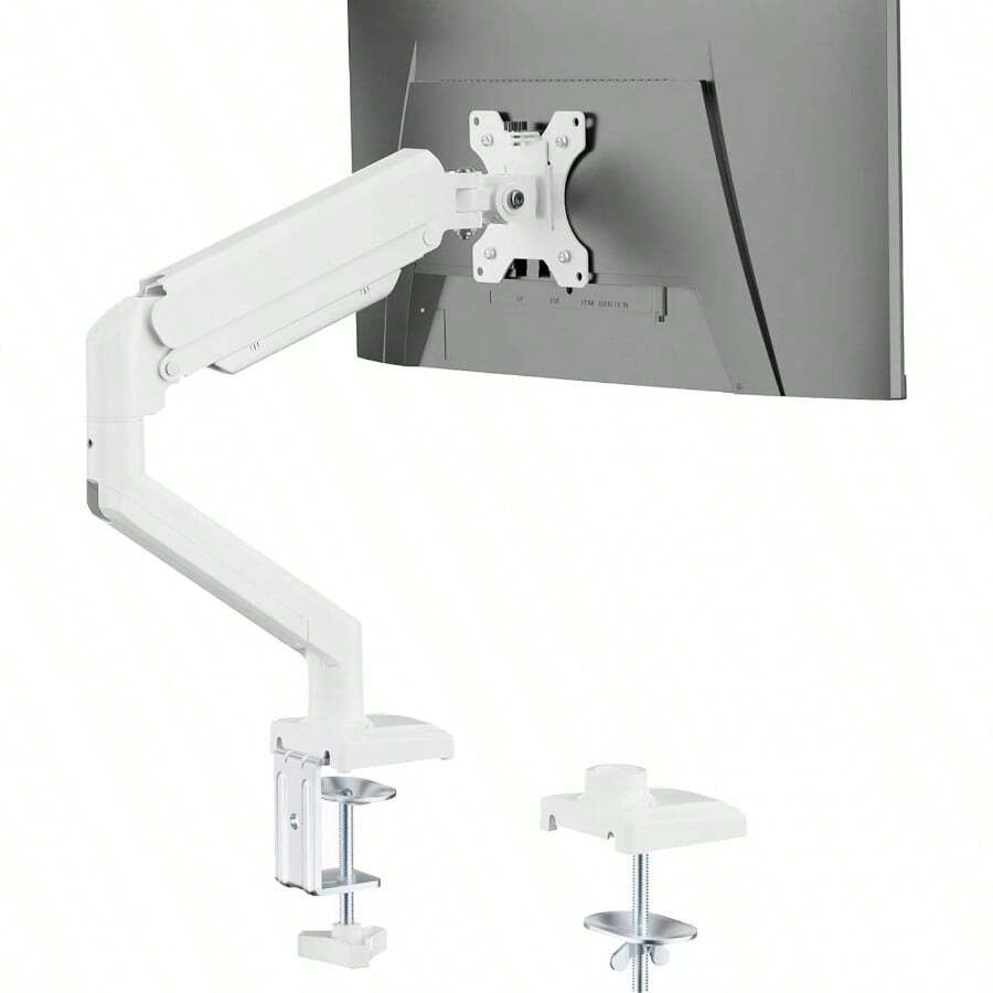 Single Monitor Mount, Gas Spring Monitor Arm 17 - 34 Inch Screens, Adjustable Computer Monitors Stand Up To 26.4lbs, With Clamp And Grommet Base, Mounting Holes 75 And 100mm GSMP001N Black - 34吋+白色 - 查看 1