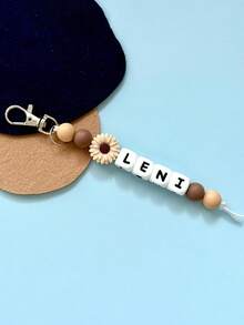 1 Personalized Daisy Silicone Keychain, Personalized Name Chain, Memorial Gift Letter, Charm Versatile, Practical, Lightweight And Simple, Business Casual, Commuter, Cute, Moe, Kawaii, Holiday Atmosphere/Vacation Personalized, Customized, Customized Personalized Girl's Gift