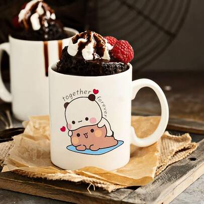 1 件 Bubu Dudu 陶瓷咖啡杯 - 11 盎司可重复使用的新奇杯子，可机洗，材质，多用途爱永恒熊设计，是送给情侣的完美礼物，妻子的复活节杯子，丈夫的圣诞节，情人节，生日和节日礼物，茶杯，男朋友和女朋友，夏季和冬季饮用器皿，非常适合女性姐妹朋友老板员工同事伟大的办公室杯子