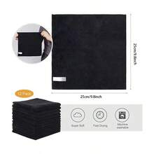 12 Pieces Of Kitchen Cloths, Ultra-Fine Fiber Light Colored Black Cleaning Cloth Set, Absorbent Soft Cleaning Cloth, Suitable For Wiping Household Cleaning Products, Christmas Gifts