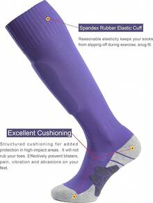 APTESOL Calcetines de fútbol hasta la rodilla - 3-Pares de Morado-A - Ver 6