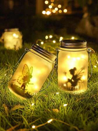 1 Outdoor Solar Mason Jar Light, Solar Lantern Fairy Light, Hanging Solar Light Garden Decoration Colored Light, Warm White Light Suitable For Courtyard Lawn Flower Fairy Festival Gift