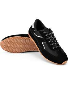 Women's Comfortable Retro Metallic Blogger Lumiss Sneakers - Negro - Ver 6