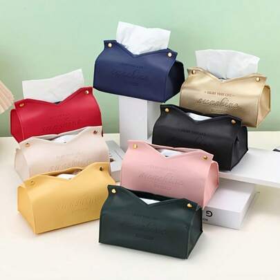 Luxurious Minimalist Nordic PU Leather Tissue Box And Versatile Desktop Tissue Holder Designed For Car, Living Room, And Home Use; A Refined Accessory That Blends Premium Material, Clean Lines, And Unobtrusive Storage Elegance To Elevate Everyday Organization, Enhance Interior Styling, And Provide Convenient Tissue Access On Desks, Consoles, And Dashboard Spaces