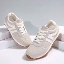 Contrast Color Sports Shoes For Women, Lace-Up, Light And Breathable, Suitable For Walking Outside And Commuting At Home - Grey - View 5