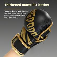 Guantes de boxeo de media mano - Guantes de entrenamiento profesionales, guantes de kickboxing con diseño ajustable y transpirable, mejoran el agarre y la comodidad, guantes de boxeo de media mano, equipo de deportes de combate, diseño deportivo de moda, equipo deportivo duradero