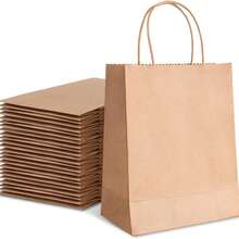 25pcs Kraft Paper Bag 6x3.25x8  8x4.25x10.5  Brown Paper Bag With Handle Gift Bag Retail Merchandise Bag Shopping Birthday Wedding Party Gift Bag - 6x3,25x8 - Xem 1