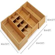 Joseph Joseph DrawerStore Expanding Silverware, Flatware, Utensil &Amp; Gadgets Organizer, Expandable In Drawer Space Saving Tray, Bamboo - 顏色A - 查看 3